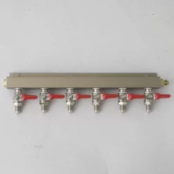 CO2 Distributor 6-Way W/ 1/4" MFL Shutoffs