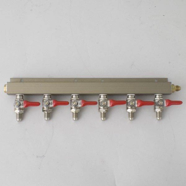 CO2 Distributor 6-Way W/ 1/4" MFL Shutoffs 1 CO2 Distributor 6-Way W/ 1/4" MFL Shutoffs